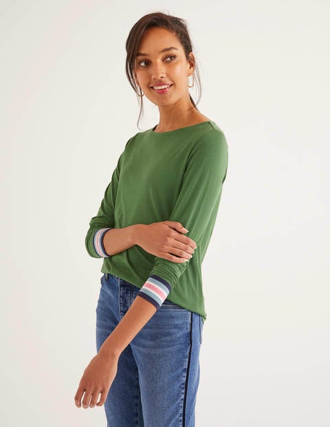 Striped Cuff Tee - Broad Bean Multi Striped Cuff Tee - Broad Bean Multi