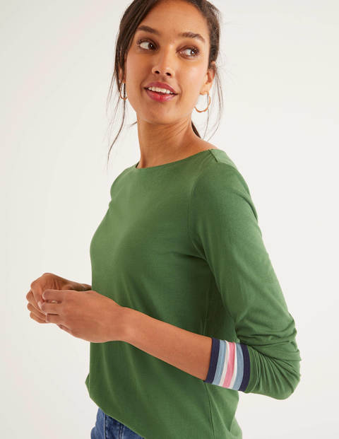 Striped Cuff Tee - Broad Bean Multi Striped Cuff Tee - Broad Bean Multi