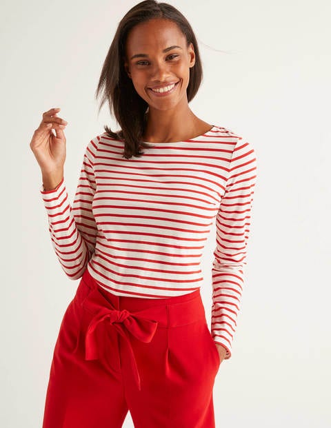 Long Sleeve Breton - Ivory/Post Box Red Long Sleeve Breton - Ivory/Post Box Red
