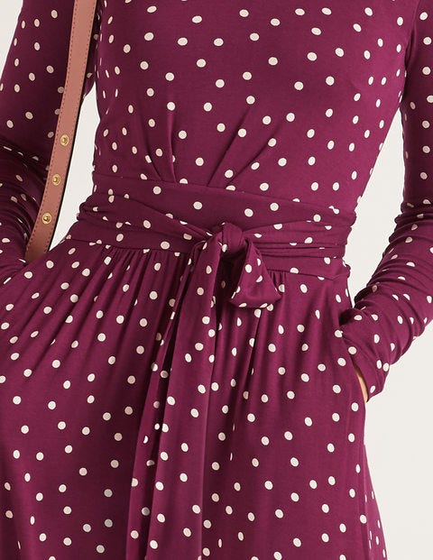 Ferne Jersey Midi Dress - Ruby Ring, Polka Spot Ferne Jersey Midi Dress - Ruby Ring, Polka Spot