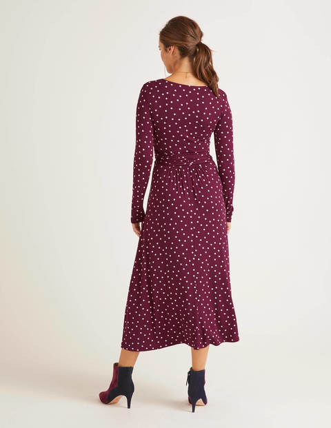 Ferne Jersey Midi Dress - Ruby Ring, Polka Spot Ferne Jersey Midi Dress - Ruby Ring, Polka Spot