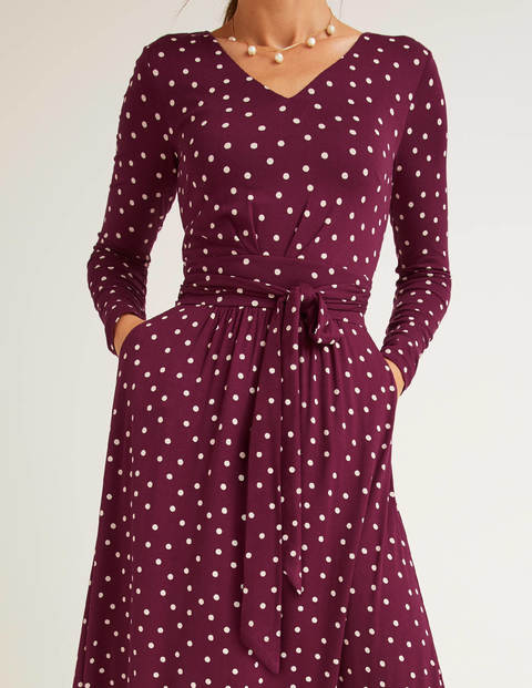 Ferne Jersey Midi Dress - Ruby Ring, Polka Spot Ferne Jersey Midi Dress - Ruby Ring, Polka Spot
