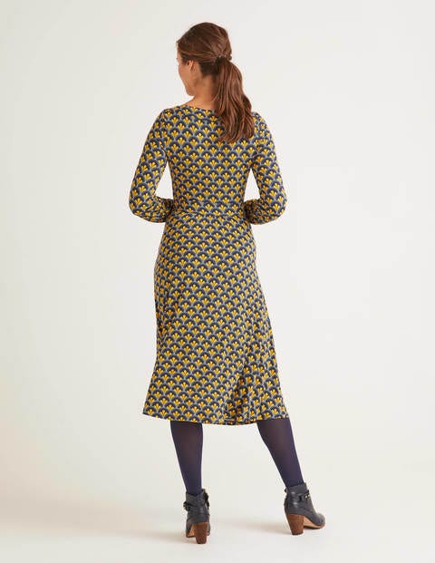 Sasha Jersey Dress - Navy and Saffron, Scallop Sasha Jersey Dress - Navy and Saffron, Scallop