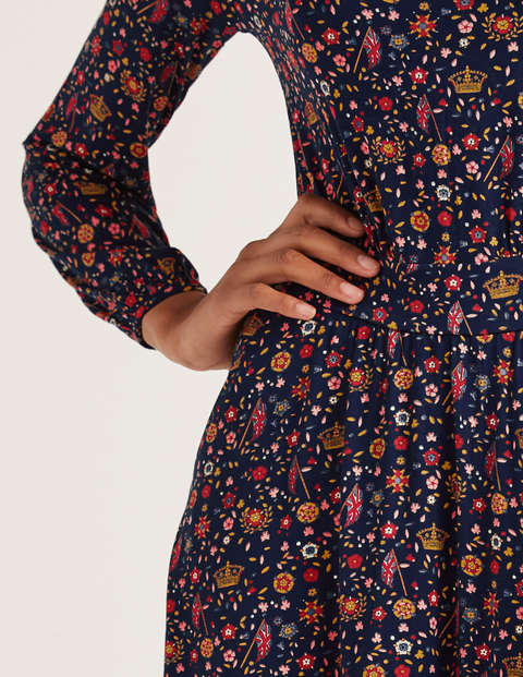 Sasha Jersey Dress - Navy, Crown Ditsy Sasha Jersey Dress - Navy, Crown Ditsy