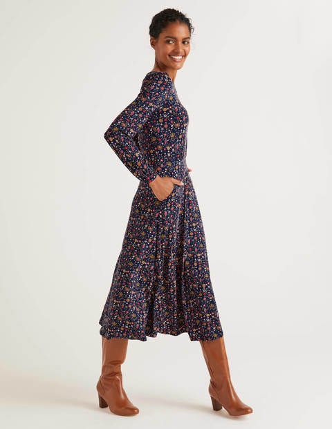 Sasha Jersey Dress - Navy, Crown Ditsy Sasha Jersey Dress - Navy, Crown Ditsy