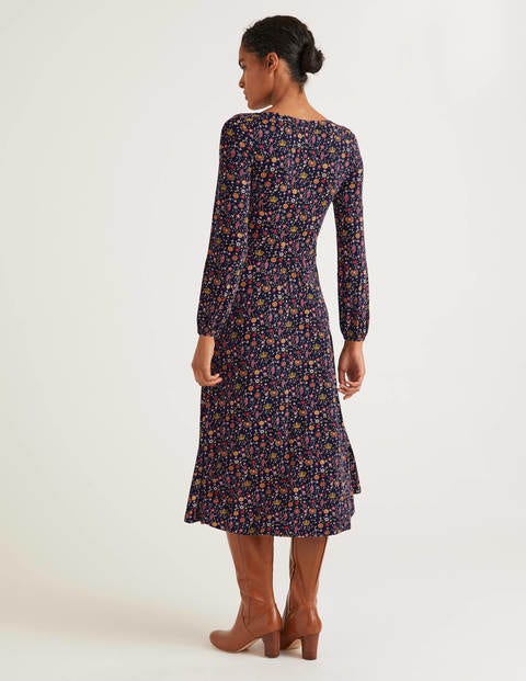 Sasha Jersey Dress - Navy, Crown Ditsy Sasha Jersey Dress - Navy, Crown Ditsy