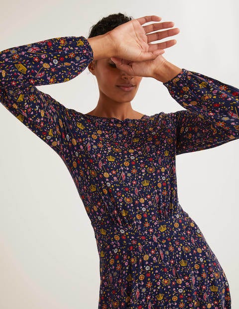 Sasha Jersey Dress - Navy, Crown Ditsy Sasha Jersey Dress - Navy, Crown Ditsy