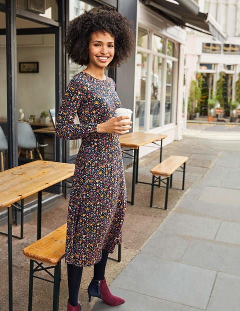 Sasha Jersey Dress - Navy, Crown Ditsy Sasha Jersey Dress - Navy, Crown Ditsy