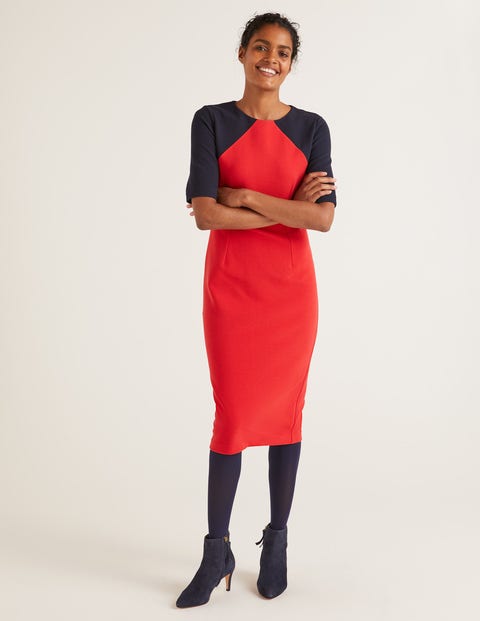 Poppy Ottoman Dress - Red/Navy Poppy Ottoman Dress - Red/Navy