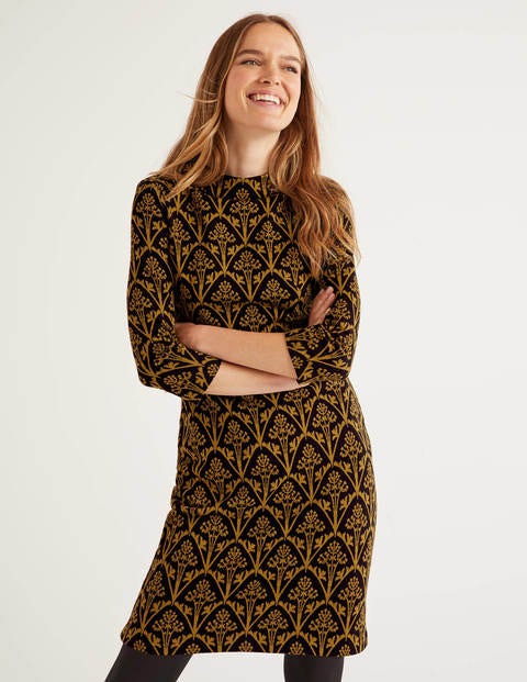 Victoria Jacquard-Kleid - Schwarz/Trompete, Mohnknospe Victoria Jacquard-Kleid - Schwarz/Trompete, Mohnknospe