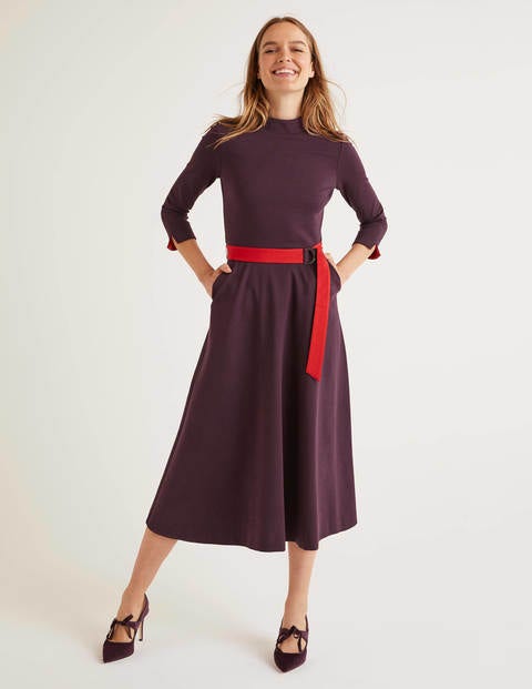 Nerissa Ponte Dress - Fig/Poinsetta Nerissa Ponte Dress - Fig/Poinsetta