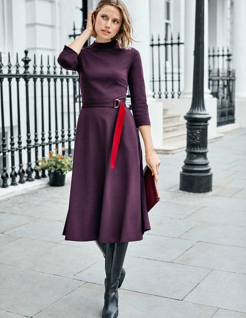 Nerissa Ponte Dress - Fig/Poinsetta Nerissa Ponte Dress - Fig/Poinsetta
