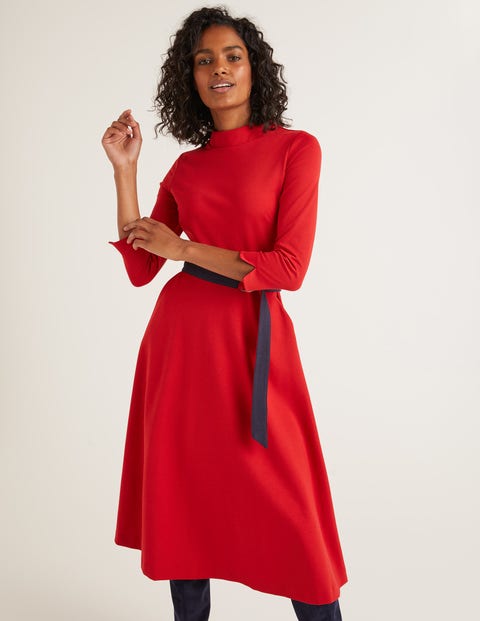 Robe Nerissa en point de Rome - Poinsettia/bleu marine Robe Nerissa en point de Rome - Poinsettia/bleu marine
