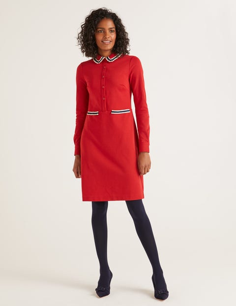 boden red dress with sleeves