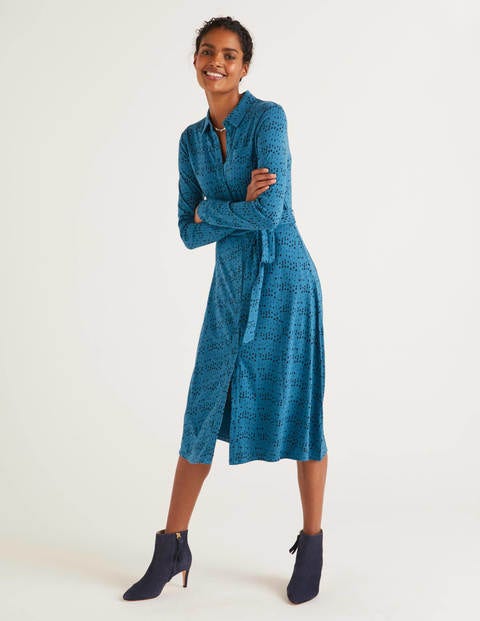 Susannah Jersey Shirt Dress - Baltic, Moondot Susannah Jersey Shirt Dress - Baltic, Moondot