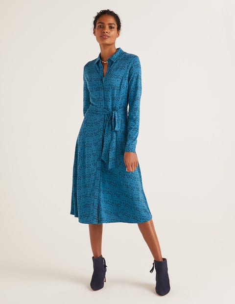 Susannah Jersey Shirt Dress - Baltic, Moondot Susannah Jersey Shirt Dress - Baltic, Moondot