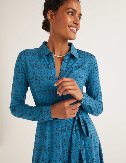 Susannah Jersey Shirt Dress - Baltic, Moondot Susannah Jersey Shirt Dress - Baltic, Moondot