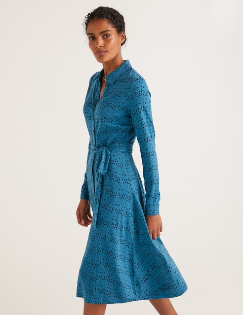 Susannah Jersey Shirt Dress - Baltic, Moondot Susannah Jersey Shirt Dress - Baltic, Moondot