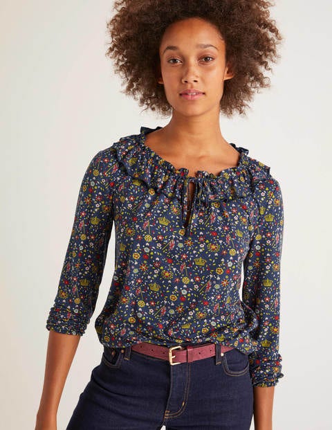 Catriona Jersey Top - French Navy, Crown Ditsy Catriona Jersey Top - French Navy, Crown Ditsy