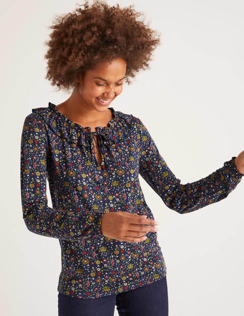 Catriona Jersey Top - French Navy, Crown Ditsy Catriona Jersey Top - French Navy, Crown Ditsy