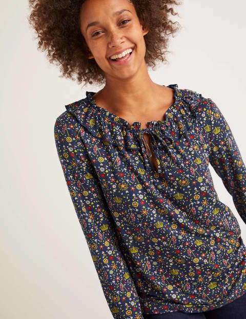 Catriona Jersey Top - French Navy, Crown Ditsy Catriona Jersey Top - French Navy, Crown Ditsy