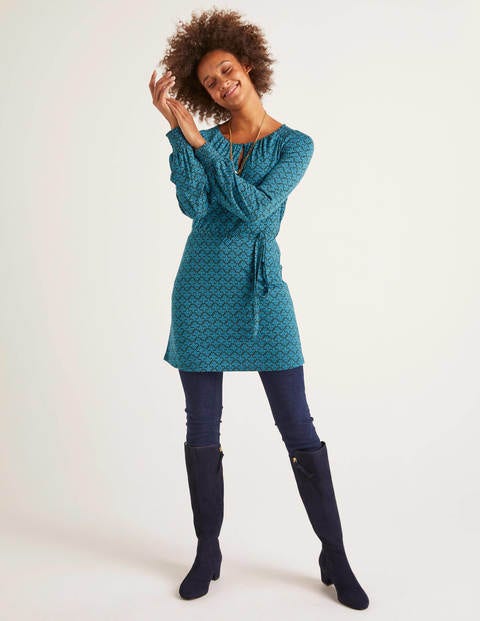 Clementine Jersey Tunic - Midnight Garden, Poppyseed Bud Clementine Jersey Tunic - Midnight Garden, Poppyseed Bud