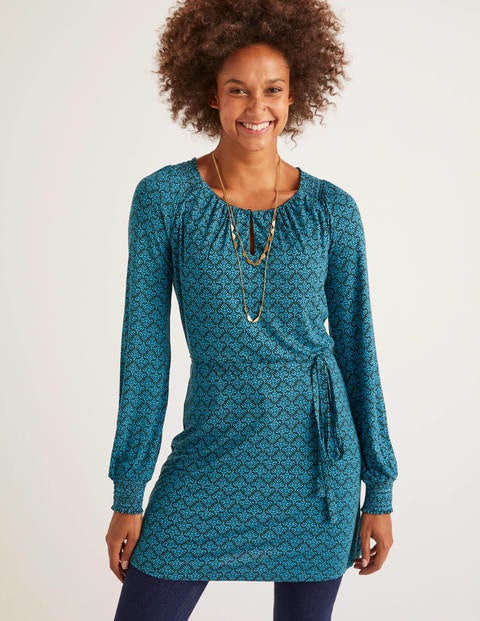 Clementine Jersey Tunic - Midnight Garden, Poppyseed Bud Clementine Jersey Tunic - Midnight Garden, Poppyseed Bud