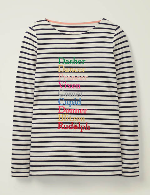 Christmas Breton - Ivory/Navy Reindeer Names Christmas Breton - Ivory/Navy Reindeer Names