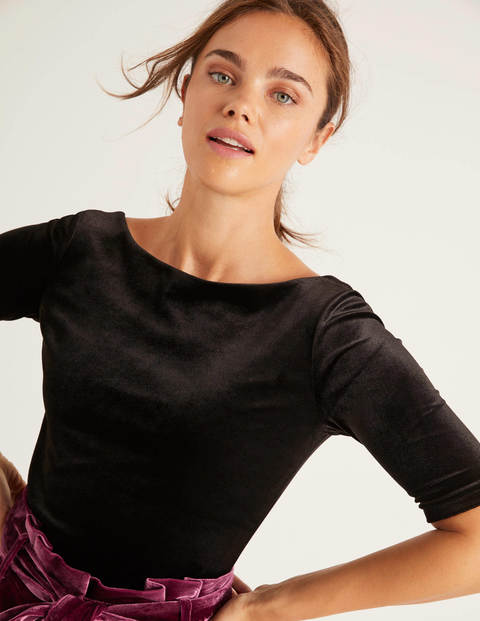 Top Laura En Velours À Dos Échancré - Noir Top Laura En Velours À Dos Échancré - Noir