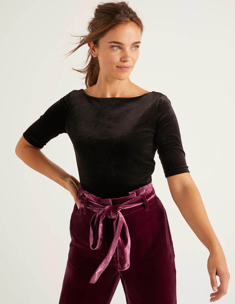 Top Laura En Velours À Dos Échancré - Noir Top Laura En Velours À Dos Échancré - Noir