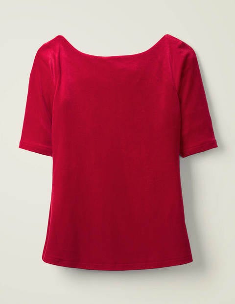 Laura Scoop Back Velvet Top - Poinsettia Laura Scoop Back Velvet Top - Poinsettia