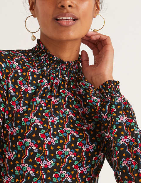Alice Jersey Dress - Black, Floral Wave Multi Alice Jersey Dress - Black, Floral Wave Multi
