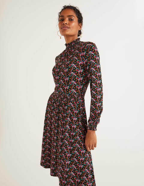Alice Jersey Dress - Black, Floral Wave Multi Alice Jersey Dress - Black, Floral Wave Multi