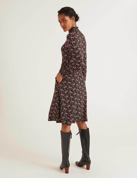 Alice Jersey Dress - Black, Floral Wave Multi Alice Jersey Dress - Black, Floral Wave Multi