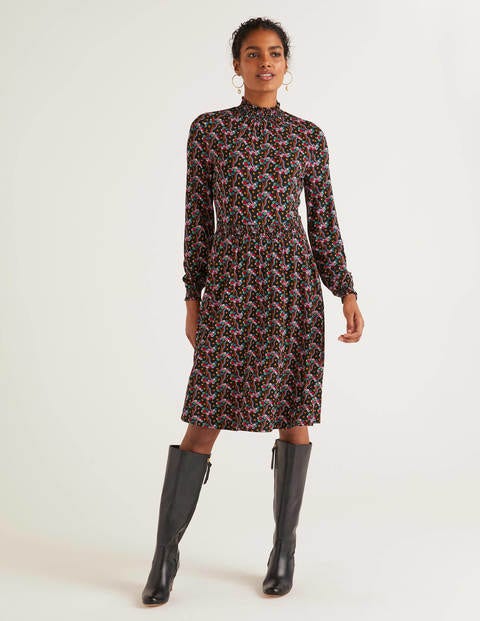 Alice Jersey Dress - Black, Floral Wave Multi Alice Jersey Dress - Black, Floral Wave Multi