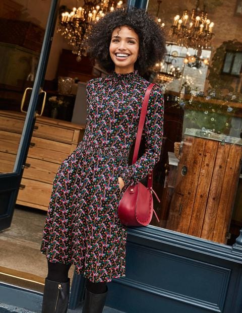 Alice Jersey Dress - Black, Floral Wave Multi Alice Jersey Dress - Black, Floral Wave Multi