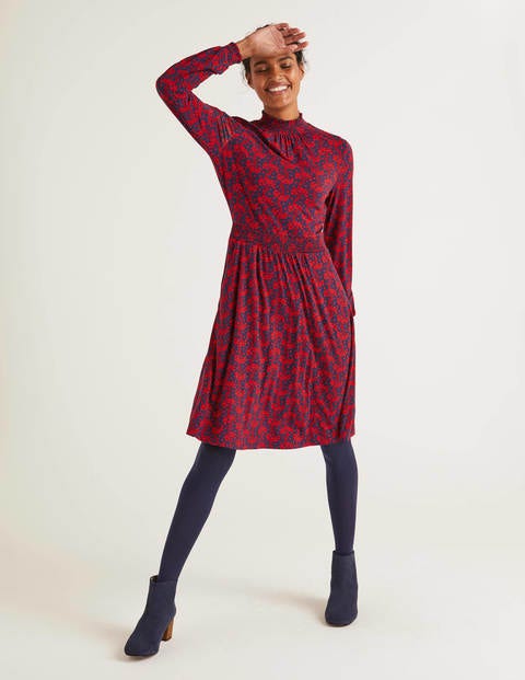 Alice Jersey Dress - French Navy, Floral Wave Alice Jersey Dress - French Navy, Floral Wave
