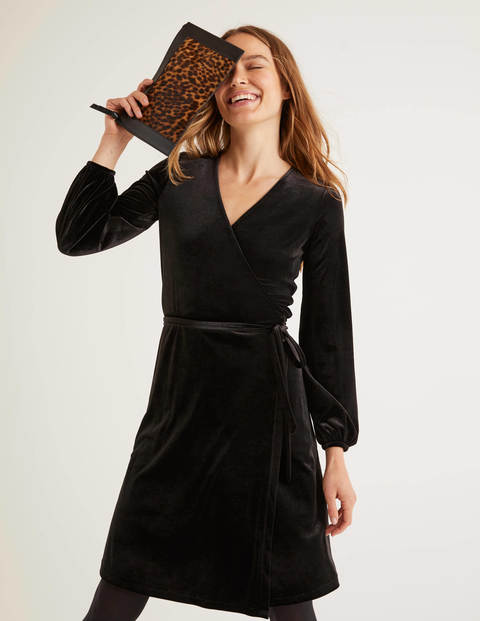 Ellie Velvet Wrap Dress - Black Ellie Velvet Wrap Dress - Black