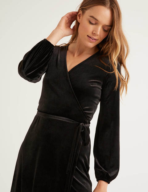Ellie Velvet Wrap Dress - Black Ellie Velvet Wrap Dress - Black