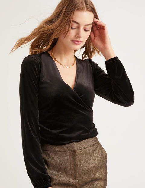 Ellie Velvet Wrap Top - Black Ellie Velvet Wrap Top - Black