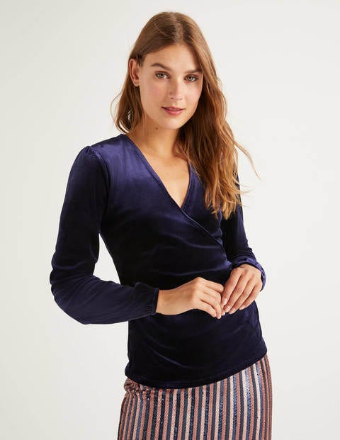 Top Cache-Cœur Ellie En Velours - Bleu marine Top Cache-Cœur Ellie En Velours - Bleu marine