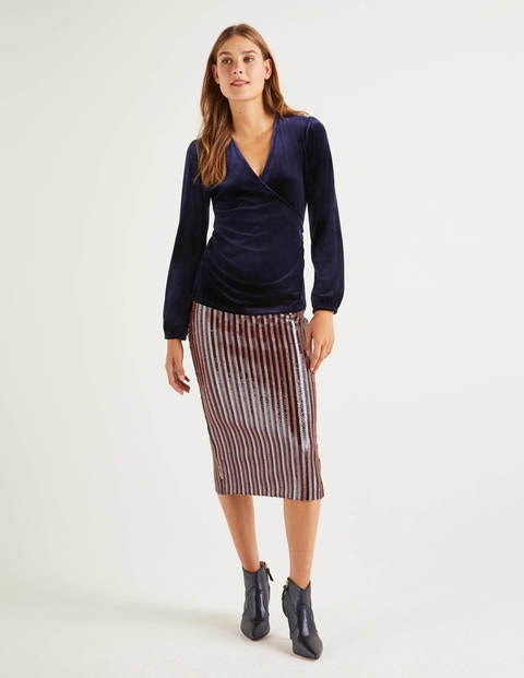 Top Cache-Cœur Ellie En Velours - Bleu marine Top Cache-Cœur Ellie En Velours - Bleu marine