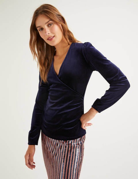 Top Cache-Cœur Ellie En Velours - Bleu marine Top Cache-Cœur Ellie En Velours - Bleu marine