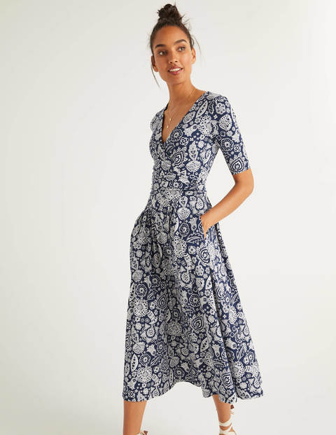Kassidy Jersey Midi Dress - French Navy, Festival Paisley Kassidy Jersey Midi Dress - French Navy, Festival Paisley