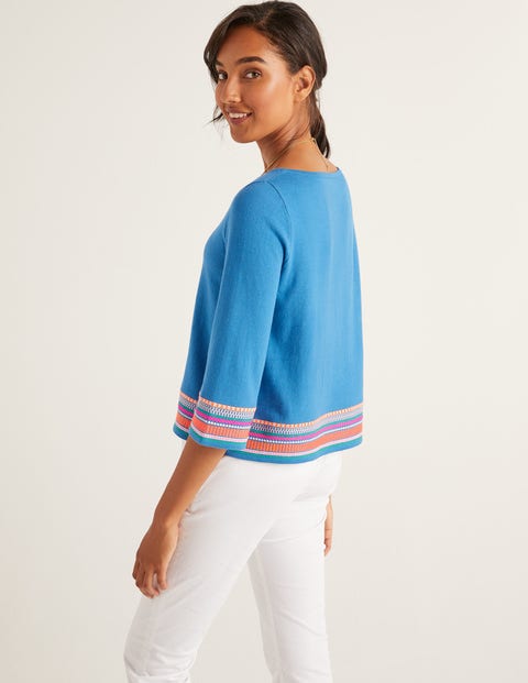 Colette Bestickter Pullover - Mittelblau Colette Bestickter Pullover - Mittelblau