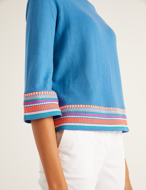 Colette Bestickter Pullover - Mittelblau Colette Bestickter Pullover - Mittelblau