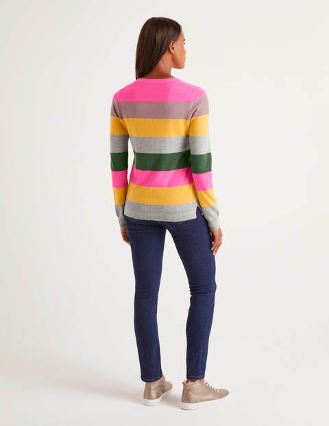 Cashmere Crew Neck Sweater - Saffron Multistripe Cashmere Crew Neck Sweater - Saffron Multistripe