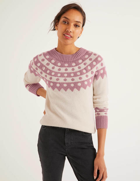 Rhea Fair Isle Sweater - Ivory/Pale Pink | Boden US