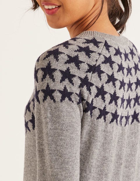 Pull Zoe À Motif Jacquard - Gris chiné/bleu marine Pull Zoe À Motif Jacquard - Gris chiné/bleu marine