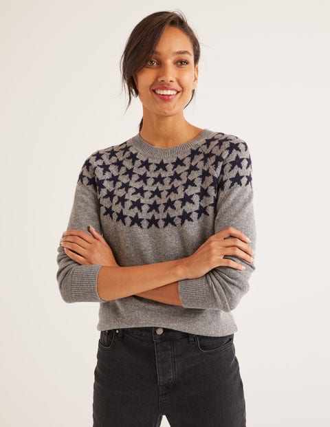 Zoe Fair-Isle-Pullover - Grau Melange Zoe Fair-Isle-Pullover - Grau Melange